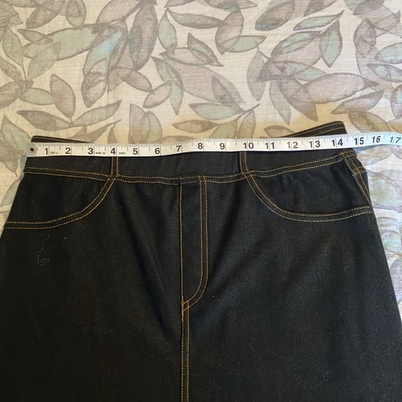 Black knit denim pull on maxi skirt with gold stitching - Picture 5 of 6